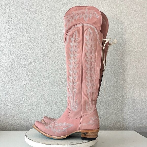 Lane LEXINGTON Over the Knee Womens Cowboy Boots 7.5 Pink Western Cowgirl Tall - Picture 6 of 16